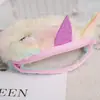 Porta-moedas de unicórnio brinquedo de pelúcia cabelo longo Bolsa infantil estudantil portátil armazenamento bolsa para fones de ouvido porta-moedas de pelúcia