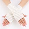 20 guantes cortos de moda largos gruesos a rayas otoño e invierno nuevos para mujer de lana tejida sin dedos manga de brazo manga de muñeca