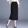 Elegante Falda Recta de Longitud Media para el Trabajo Otoño/Invierno 2026 Nuevo Estilo Coreano de Cintura Alta que Cubre la Cadera Falda Bodycon Adelgazante de Moda