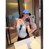 2703 Camisole de Látex com Bojo e Cor Contrastante, Lindo Design nas Costas, Top Versátil de Corte Justo para Mulheres