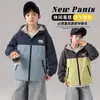 Cortavientos Reversible con Forro de Felpa para Niños, Tallas Mediana a Grande, Colores Bloque Urgentes Otoño, Abrigo Primavera Otoño Invierno 2026 Nuevo de Moda