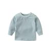 Blusas infantis outono e inverno camisa térmica para meninos e meninas fivela no ombro gola redonda bebê crianças camiseta de manga comprida de Veludo sem costura
