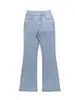Calça Jeans Lavada Mh1025Xh com Estampa, Cintura Alta, Calça Flare Tendência Comprida com Bolsos