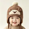 Gorros de punto de invierno para niños japoneses y coreanos con orejeras, gorros de punto cálidos con temática de animales súper lindos, gorros tipo beanie unisex a prueba de viento, estilos nuevos