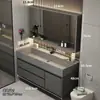 Gabinetes de Baño de Piedra de Roca Nano de Lujo Ligero Tocador para Baño Lavabo Lavamanos Gabinete Combinación de Gabinete de Baño y Gabinete con Espejo