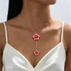 Collar Colgante Versátil de Moda con Flor de Goteo de Aceite Elegante de Nicho, Superventas de Amazon Transfronterizo Europeo y Americano, Venta al por Mayor
