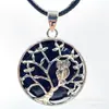 Comercio exterior venta caliente piedra natural cristal ágata redondo aleación búho árbol de la vida colgante collar accesorios de joyería