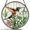 Colgante de Vidrio de Colores Colibrí Lirio Adorno de Vidrio para el Hogar Decoración de Ventana Atrapasoles para el Jardín
