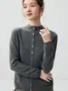 Conjunto de moda~Cárdigan de cachemira de cuello alto medio, nueva colección otoño/invierno 2026, top holgado y estilizado con bolsillos para mujer