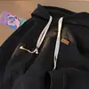 Moletom com Capuz Waffle Pesado Novo Oversize Outono e Inverno Masculino Moda Americana Retrô com Forro de Lã Jaqueta Solta