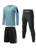 Conjunto esportivo de três peças transfronteiriço, traje de corrida de manga comprida para primavera/verão, camada base atlética masculina respirável e de secagem rápida