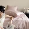 Crema Cereza Hada Romántico Algodón de Fibra Larga Jacquard Cuatro Piezas Lujo Ligero Alta Calidad Algodón Ropa de Cama de Algodón