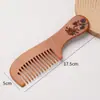 Peine de Madera de Melocotón Natural, Peine de Madera Tallado para el Hogar, Peine Portátil Alisador de Cabello para Mujeres, Peine de Regalo con Logo Gratis