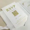 Portatarjetas para Invitaciones de Boda de Terciopelo Blanco Plegable Doble Estilo Nuevo Set de Regalo para Invitaciones de Boda Juego de Tres Piezas
