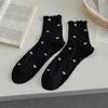 Calcetines de media pantorrilla para mujer para primavera y verano, finos de malla de algodón puro transpirables dulces con volantes de encaje de corazón calcetines holgados