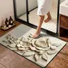 Tapete de Absorção de Água de Lama Diatomácea com Estampa de Borboleta e Flor Transfronteiriço Tapete de Chão de Secagem Rápida para Banheiro Vaso Sanitário Tapete para Pés de Porta de Entrada