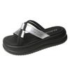 Ropa Exterior Vestido de Verano Sandalias y Zapatillas de Mujer Zapatillas de Moda de Una Palabra de Suela Gruesa Zapatillas de Playa para Mujeres Embarazadas 2025 Nuevo Estilo