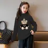 Y2550# camiseta casual de terciopelo de doble cara de Joker para niñas, nueva de otoño e invierno, camiseta cálida de terciopelo para mujer, cuello semi-alto, moda