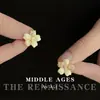 Pendientes de Tachuela Florales Vintage de Luz de Mediados de Siglo Franceses con Goteo de Aceite y Circonita, Pendientes Artísticos de Nicho de Lujo Ligero con un Toque de Alta Gama