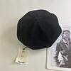Boina japonesa de cuero sintético esmerilado para mujer, gorra de pintor artística retro combinable para otoño e invierno, gorra octogonal, sombrero de calabaza de Corea del Sur
