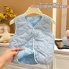 Nuevo chaleco azul sin mangas de estilo coreano para primavera y otoño para niñas, ropa infantil moderna y versátil