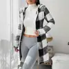 Bestseller transfronterizo europeo y americano: Cárdigan con cremallera de felpa doble cara con estampado de cuadros para mujer, abrigo largo de felpa para otoño e invierno, disponible en sitio web independiente