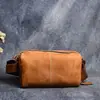 Bolsa de Ombro Masculina Vintage Nova em Couro Genuíno Bolsa Transversal em Couro Vegetal de Couro de Vaca Camada Superior Bolsa Masculina Simples