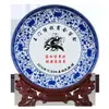 Plato de regalo fotográfico personalizado, porcelana de hueso con borde dorado, plato de premio decorativo, plato de exhibición de cerámica para evento conmemorativo, logo personalizado