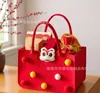 Bolsa de Feltro de Ano Novo, Bolsa de Presente de Festival de Primavera do Ano do Cavalo, Bolsa de Presente de Ano Novo, Bolsa de Lembrança de Banquete de 100 Dias Vermelha, Presente de Lembrança