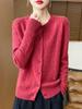 Suéter Cardigan de Tricô Novo Outono Inverno Feminino Estilo Preguiçoso Solto Jaqueta Engrossada Popular Transfronteiriça Cardigan Solto com Gola Redonda