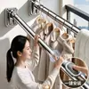 Tendedero retráctil, instalación sin taladro, montado en la pared para balcones, apto para baños, uso en interiores y para colgar ropa en casa