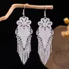 [Selección Premium] Pendientes Estilo Étnico de Minorías Vintage con Plata de Minorías Étnicas, Pendientes Largos Colgantes Florales Estilo Bohemio Único