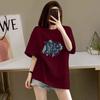 Camiseta de Manga Corta 100% Algodón Puro para Mujer 2026 Nuevo Verano Holgada Estampada de Media Manga Gama Alta Adelgazante Top Más Vendido