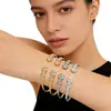 Pulsera Abierta Elegante y con Estilo con Circonita Dorada e Incrustaciones en Ambos Extremos, Estilo de Lujo Ligero y Sencillo, Venta Directa del Fabricante, Compra al por Mayor