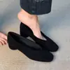 Mocasines de Piel de Cordero Súper Suave con Tacón Grueso Francés para Mujer, Elegantes Minimalistas de Boca Baja para Viajar, Tacones Cuadrados sin Cierre, Zapatos de Abuela