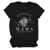 Camiseta Casual Europeia e Americana Homeschool Pr 22 6 Mama Transfronteiriça Verão Gola Redonda Manga Curta Tops Prontos para Mulheres