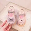 Sandalias de Turbante para Niñas Verano 2025 Nuevos Zapatos para Niños Lindos Suela Suave Zapatos de Princesa para Bebé Zapatos de Cristal para Niña Pequeña