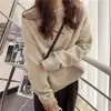 Suéter con Cuello Otoño Invierno 2026 Estilo Nuevo Holgado Retro Estilo Perezoso Color Sólido Suéter de Punto Grueso Suave Suéter de Manga Corta