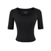 Camiseta Feminina Estilo Garota Picante Gola Redonda Manga Média Curta 2026 Novo Verão Justa Sexy Cintura Alta Cropped ins