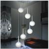 Luz de escada duplex de bola de vidro branca simples italiana, luz de sala de estar com várias cabeças, luz de sala de jantar, farol de loja