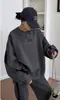 Conjunto de Roupa Estilo Preguiçoso Coreano para Mulheres, Valoriza Corpo em Formato de Pera, Calça Wide Leg Versátil + Moletom, Caimento Solto, Conjunto Completo Tendência