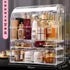 Caixa de Armazenamento de Cosméticos para Mesa, Organizador de Produtos de Skincare Doméstico, Suporte de Armazenamento, Caixa Acrílica à Prova de Poeira para Toucador