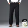 Pantalones de algodón puro transfronterizos de cintura alta y tiro profundo para hombres de mediana edad y ancianos, nuevos para otoño e invierno 2026, rectos, casuales, holgados, pantalones de traje para hombres