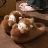 Chinelos femininos de outono e inverno para casa, com sola grossa, quentes, de desenho animado, fofos, antiderrapantes, com sensação de "pisar em cocô"