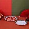 Plato de melamina, olla de cobre del viejo Pekín, plato redondo grande, res recién cortada, pierna de cordero, plato para shabu-shabu, juego de vajilla para hot pot