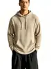Jaqueta com capuz de malha waffle outono/inverno nova, europeia e americana, moletom com capuz casual de caimento solto e manga longa masculino, moletom masculino
