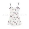 Camisola Sexy Estampada com Alças e Bojo para Mulheres, Verão Sem Mangas Justa com Saia Curta, Saia Sexy Pura Tentação Cintura Marcada que Valoriza o Bumbum