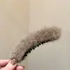 Pinza de Pelo de Felpa con Estampado de Leopardo Estilo Coreano para Mujer, Pinza Banana para Cola de Caballo Alta, Pasador para Moño, Nuevo Accesorio de Pelo de Invierno
