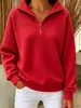 Sudadera de Mujer Waffle Cómoda Holgada Color Sólido Cuello Alto Cremallera Manga Larga Patchwork Otoño Europeo y Americano 2026
