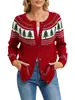 Nuevo suéter de comercio exterior transfronterizo europeo y americano para mujer, chaqueta cárdigan tejida con jacquard de árbol de Navidad Amazon para mujer